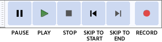 Transport Toolbar buttons, annotated - click on the image to see this toolbar displayed in context of the default upper tooldock layout