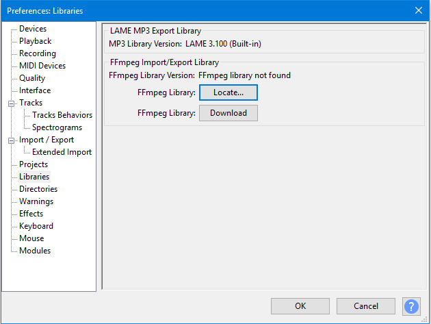 Preferences Libraries NOT Found W10 LAME built-in.png